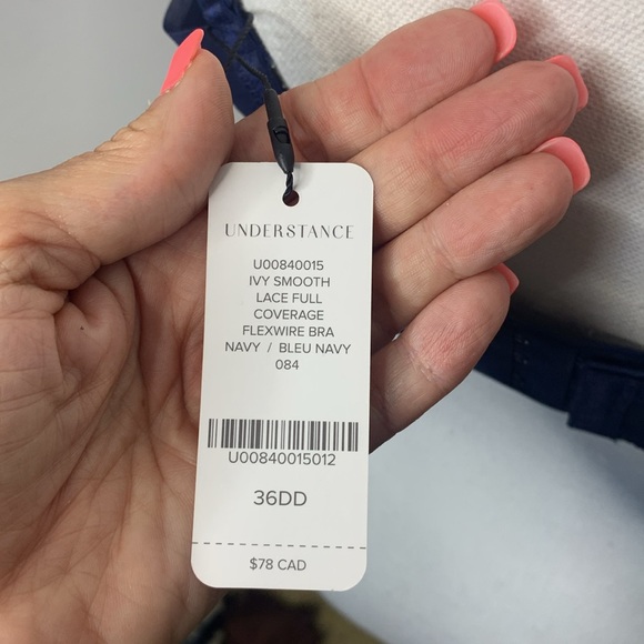 Understance NWT Ivy Smooth Lace Full Coverage Flex Wire Navy Blue Bra Size 36WW - Picture 7 of 11